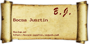 Bocsa Jusztin névjegykártya